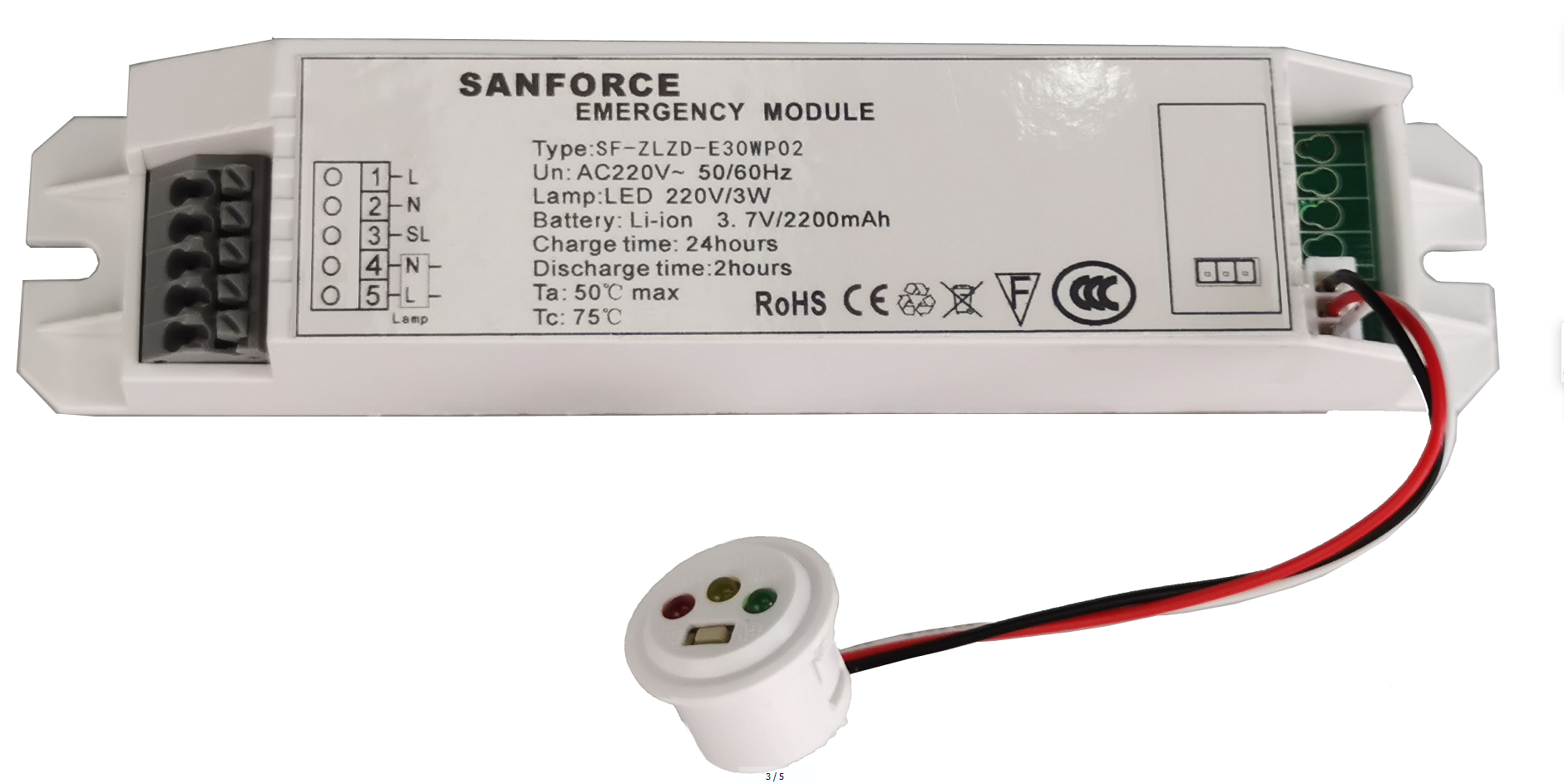 Emergency Output 2W 20V~300V DC Emergency Module For LED Tube - Sanforce